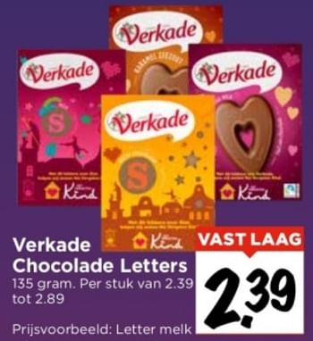 Aanbiedingen Verkade chocolade letters - Verkade - Geldig van 03/09/2023 tot 09/09/2023 bij Vomar