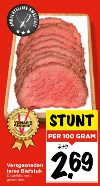 Aanbiedingen Versgesneden lerse biefstuk - Huismerk Vomar - Geldig van 03/09/2023 tot 09/09/2023 bij Vomar