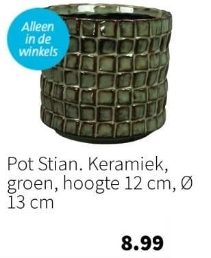 Aanbiedingen Pot stian. keramiek, groen - Huismerk - Intratuin - Geldig van 04/09/2023 tot 10/09/2023 bij Intratuin