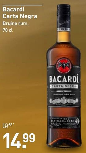 Aanbiedingen Bacardí carta negra - Bacardi - Geldig van 28/08/2023 tot 10/09/2023 bij Gall & Gall