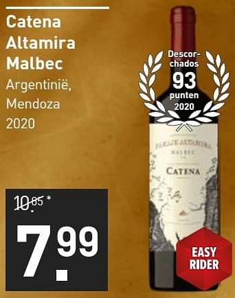 Aanbiedingen Catena altamira malbec - Rode wijnen - Geldig van 28/08/2023 tot 10/09/2023 bij Gall & Gall