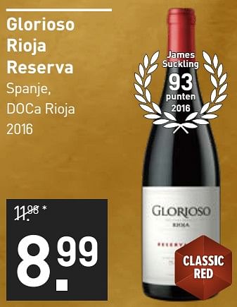 Aanbiedingen Glorioso rioja reserva - Rode wijnen - Geldig van 28/08/2023 tot 10/09/2023 bij Gall & Gall