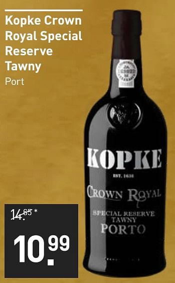 Aanbiedingen Kopke crown royal special reserve tawny - Kopke - Geldig van 28/08/2023 tot 10/09/2023 bij Gall & Gall