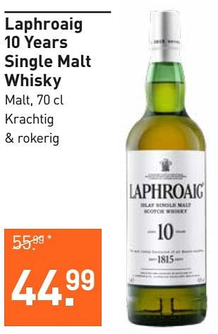 Aanbiedingen Laphroaig 10 years single malt whisky - Laphroaig - Geldig van 28/08/2023 tot 10/09/2023 bij Gall & Gall