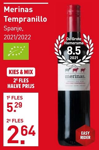 Aanbiedingen Merinas tempranillo - Rode wijnen - Geldig van 28/08/2023 tot 10/09/2023 bij Gall & Gall