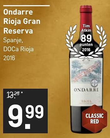 Aanbiedingen Ondarre rioja gran reserva - Rode wijnen - Geldig van 28/08/2023 tot 10/09/2023 bij Gall & Gall