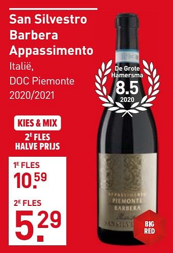 Aanbiedingen San silvestro barbera appassimento - Rode wijnen - Geldig van 28/08/2023 tot 10/09/2023 bij Gall & Gall