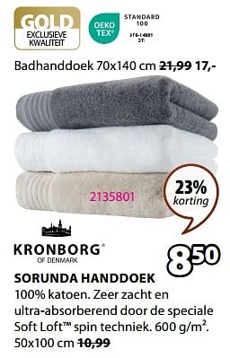 Aanbiedingen Sorunda handdoek - Kronborg - Geldig van 28/08/2023 tot 10/09/2023 bij Jysk