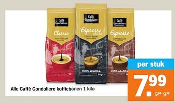 Aanbiedingen Alle caffè gondoliere koffiebonen - Caffè gondoliere - Geldig van 04/09/2023 tot 10/09/2023 bij Albert Heijn