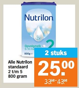 Aanbiedingen Alle nutrilon standaard - Nutrilon - Geldig van 04/09/2023 tot 10/09/2023 bij Albert Heijn
