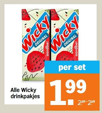 Aanbiedingen Alle wicky drinkpakjes - Wicky - Geldig van 04/09/2023 tot 10/09/2023 bij Albert Heijn