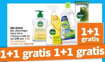 Aanbiedingen Allesreiniger spray citrus - Dettol - Geldig van 04/09/2023 tot 10/09/2023 bij Albert Heijn