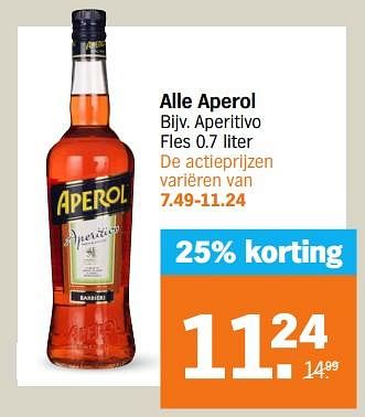 Aanbiedingen Aperol aperitivo - Aperol - Geldig van 04/09/2023 tot 10/09/2023 bij Albert Heijn