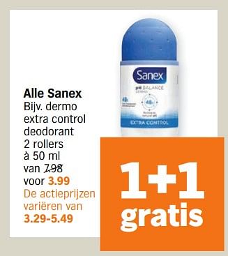 Aanbiedingen Dermo extra control deodorant - Sanex - Geldig van 04/09/2023 tot 10/09/2023 bij Albert Heijn