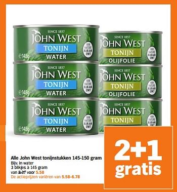 Aanbiedingen John west tonijnstukken in water - John West - Geldig van 04/09/2023 tot 10/09/2023 bij Albert Heijn