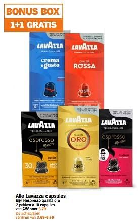 Aanbiedingen Lavazza capsules nespresso qualità oro - Lavazza - Geldig van 04/09/2023 tot 10/09/2023 bij Albert Heijn