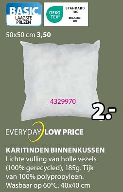 Aanbiedingen Karitinden binnenkussen - Huismerk - Jysk - Geldig van 28/08/2023 tot 10/09/2023 bij Jysk