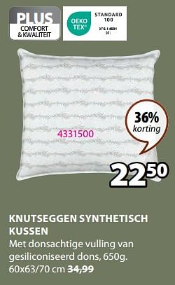 Aanbiedingen Knutseggen synthetisch kussen - Huismerk - Jysk - Geldig van 28/08/2023 tot 10/09/2023 bij Jysk
