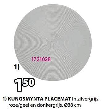 Aanbiedingen Kungsmynta placemat - Huismerk - Jysk - Geldig van 28/08/2023 tot 10/09/2023 bij Jysk