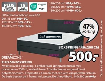 Aanbiedingen Plus c60 boxspring - DreamZone - Geldig van 28/08/2023 tot 10/09/2023 bij Jysk