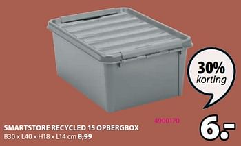 Aanbiedingen Smartstore recycled 15 opbergbox - Huismerk - Jysk - Geldig van 28/08/2023 tot 10/09/2023 bij Jysk