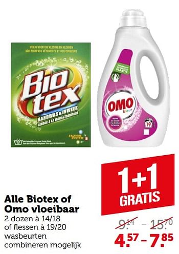 Aanbiedingen Alle biotex of omo vloeibaar - Huismerk - Coop - Geldig van 04/09/2023 tot 10/09/2023 bij Coop