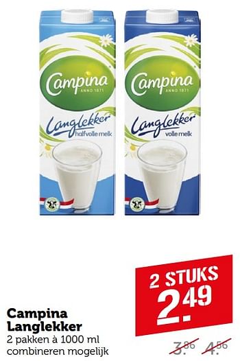Aanbiedingen Campina langlekker - Campina - Geldig van 04/09/2023 tot 10/09/2023 bij Coop