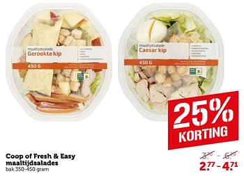 Aanbiedingen Coop of fresh + easy maaltijdsalades - Huismerk - Coop - Geldig van 04/09/2023 tot 10/09/2023 bij Coop