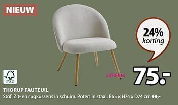 Aanbiedingen Thorup fauteuil - Huismerk - Jysk - Geldig van 28/08/2023 tot 10/09/2023 bij Jysk