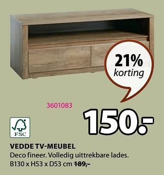 Aanbiedingen Vedde tv-meubel - Huismerk - Jysk - Geldig van 28/08/2023 tot 10/09/2023 bij Jysk