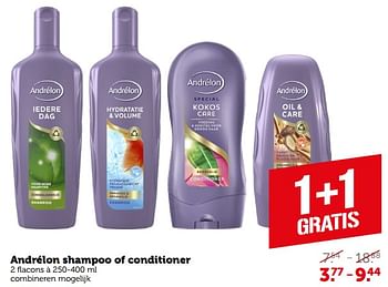 Aanbiedingen Andrélon shampoo of conditioner - Andrelon - Geldig van 04/09/2023 tot 10/09/2023 bij Coop
