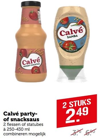 Aanbiedingen Calvé partyof snacksaus - Calve - Geldig van 04/09/2023 tot 10/09/2023 bij Coop