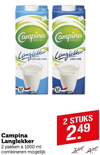 Aanbiedingen Campina langlekker - Campina - Geldig van 04/09/2023 tot 10/09/2023 bij Coop