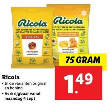 Aanbiedingen Ricola - Ricola - Geldig van 04/09/2023 tot 10/09/2023 bij Lidl