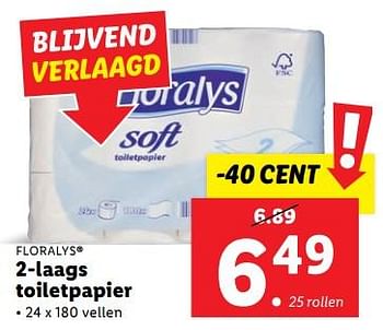 Aanbiedingen 2-laags toiletpapier - Floralys - Geldig van 04/09/2023 tot 10/09/2023 bij Lidl