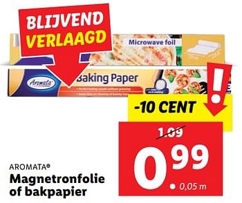 Aanbiedingen Magnetronfolie of bakpapier - Aromata - Geldig van 04/09/2023 tot 10/09/2023 bij Lidl