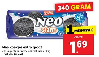 Aanbiedingen Neo koekjes extra groot - Sondey - Geldig van 04/09/2023 tot 10/09/2023 bij Lidl