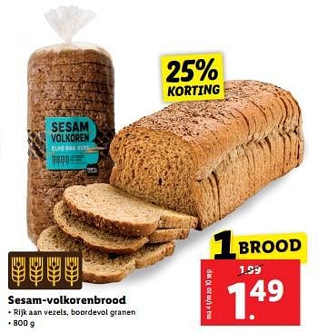 Aanbiedingen Sesam-volkorenbrood - Huismerk - Lidl - Geldig van 04/09/2023 tot 10/09/2023 bij Lidl