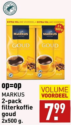 Aanbiedingen 2-pack filterkoffie goud - Markus - Geldig van 04/09/2023 tot 10/09/2023 bij Aldi