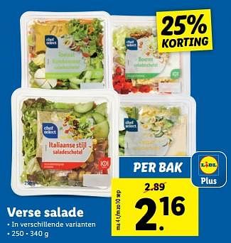 Aanbiedingen Verse salade - Huismerk - Lidl - Geldig van 04/09/2023 tot 10/09/2023 bij Lidl