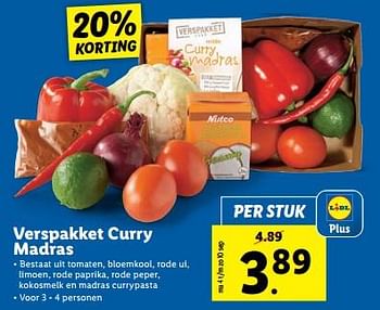 Aanbiedingen Verspakket curry madras - Huismerk - Lidl - Geldig van 04/09/2023 tot 10/09/2023 bij Lidl