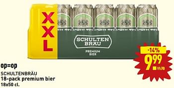Aanbiedingen 18-pack premium bier - Schulten Brau - Geldig van 04/09/2023 tot 10/09/2023 bij Aldi