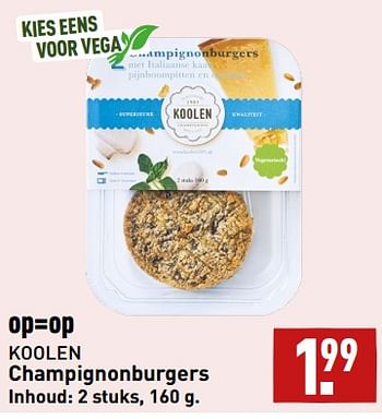 Aanbiedingen Champignonburgers - Koolen - Geldig van 04/09/2023 tot 10/09/2023 bij Aldi