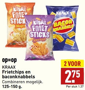 Aanbiedingen Frietchips en baconknabbels - Kraak Snacks - Geldig van 04/09/2023 tot 10/09/2023 bij Aldi