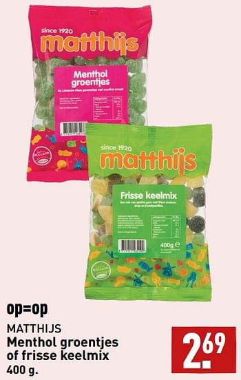 Aanbiedingen Menthol groentjes of frisse keelmix - Godonnier - Geldig van 04/09/2023 tot 10/09/2023 bij Aldi