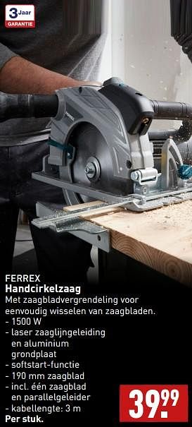 Aanbiedingen Ferrex handcirkelzaag - Ferrex - Geldig van 04/09/2023 tot 10/09/2023 bij Aldi