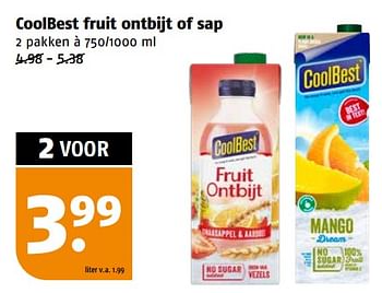 Aanbiedingen Coolbest fruit ontbijt of sap - Coolbest - Geldig van 04/09/2023 tot 10/09/2023 bij Poiesz