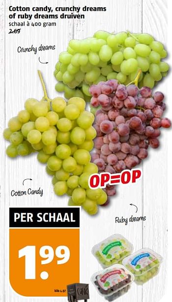 Aanbiedingen Cotton candy, crunchy dreams of ruby dreams druiven - Huismerk Poiesz - Geldig van 04/09/2023 tot 10/09/2023 bij Poiesz