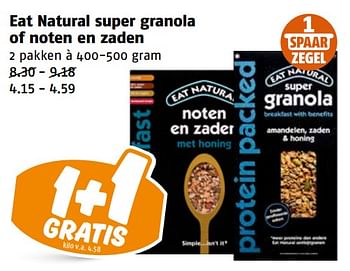 Aanbiedingen Eat natural super granola of noten en zaden - Eat Natural - Geldig van 04/09/2023 tot 10/09/2023 bij Poiesz