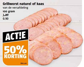 Aanbiedingen Grillworst naturel of kaas - Huismerk Poiesz - Geldig van 04/09/2023 tot 10/09/2023 bij Poiesz